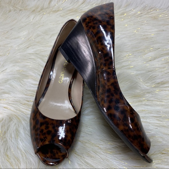 Franco Sarto Leopard Print Peep Toe Wedge - Picture 5 of 8